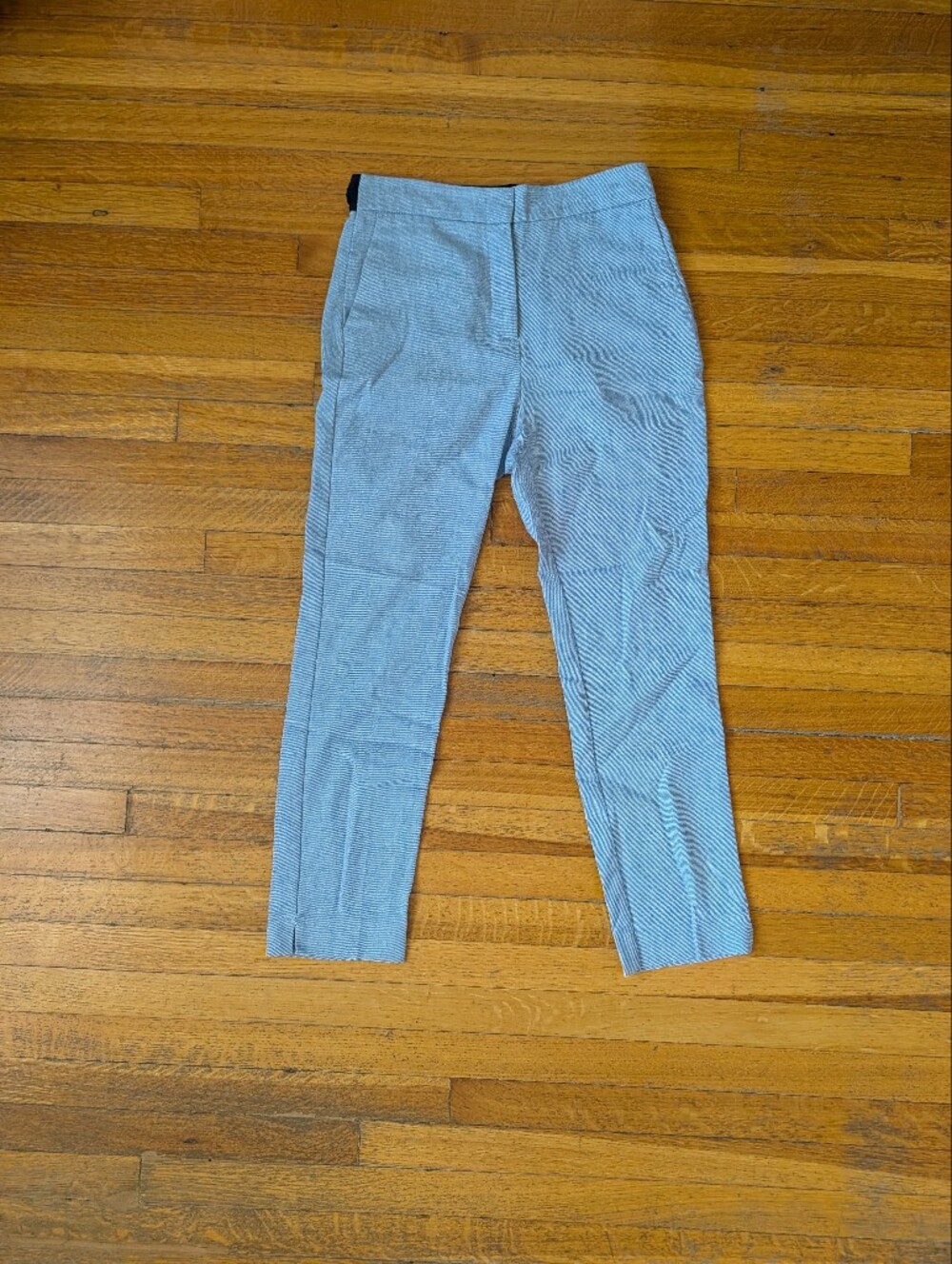Zara Women's Light Blue Straight Leg Slacks with Elastic Waistband